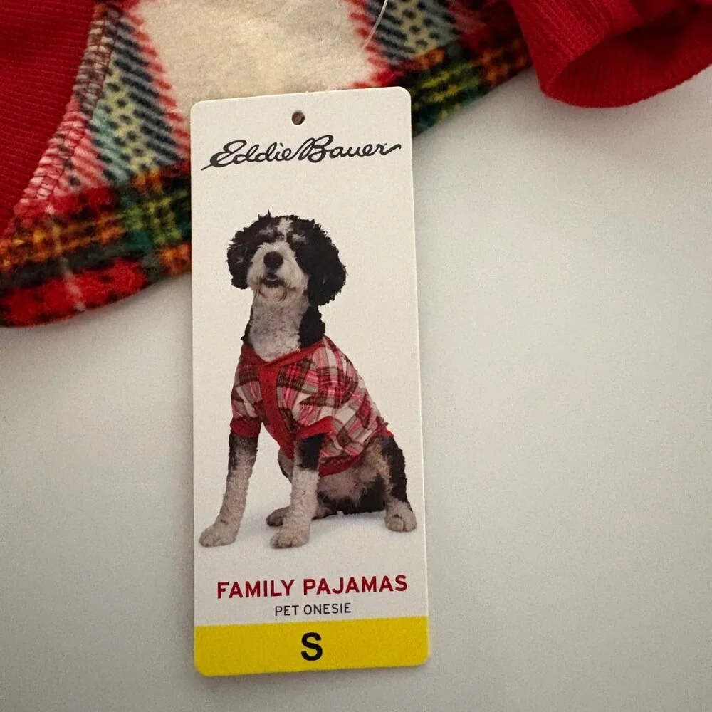 Eddie Bauer Family Pet Pajamas Sz Small Plaid Red Green Dog Cat Pet Apparel NEW